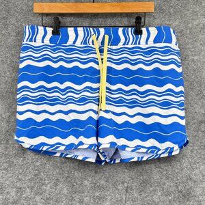 Columbia Womens XL Blue Wave Pattern Swim Shorts With Elastic Waist & Drawstring